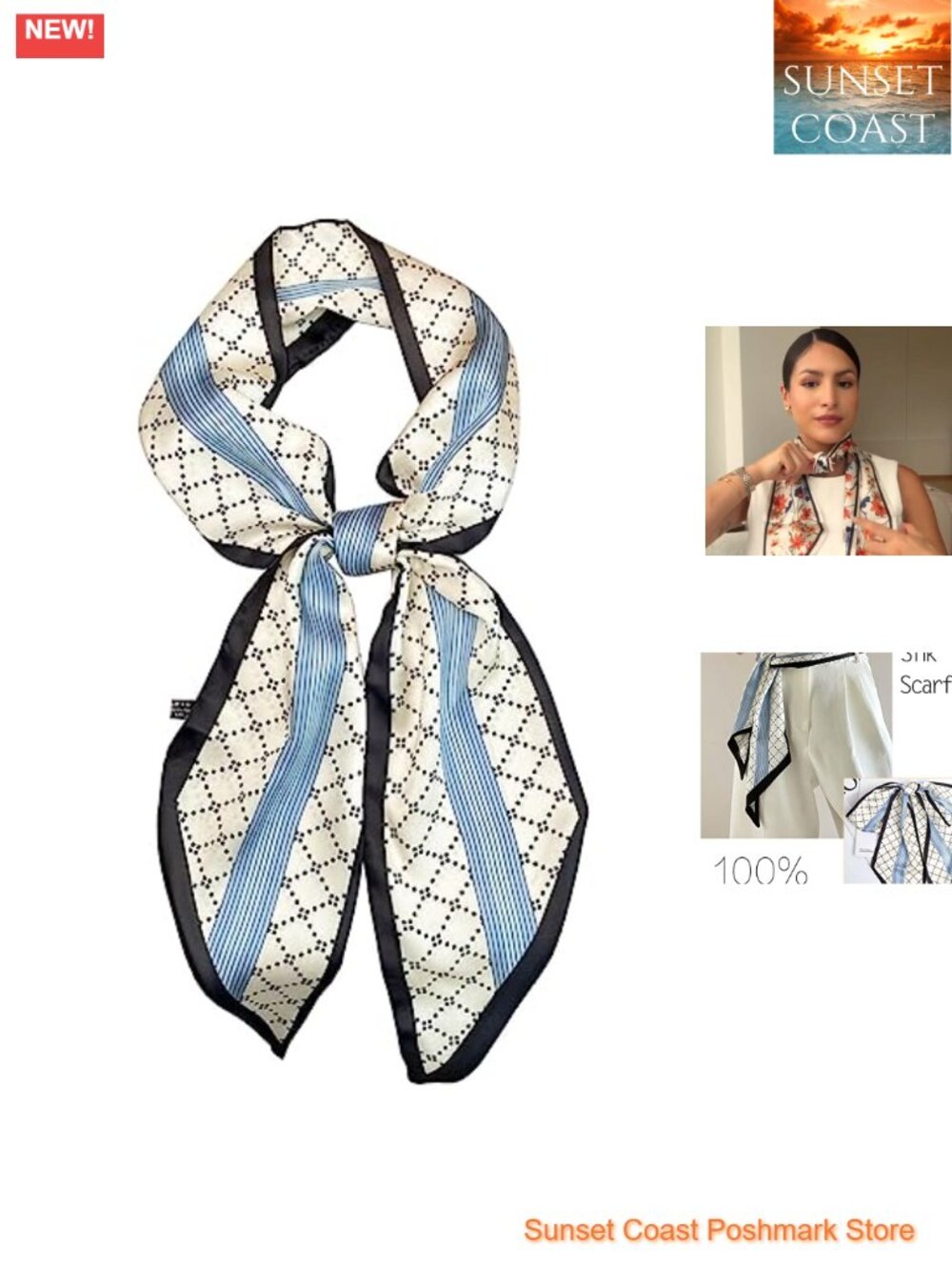 Satin Silk Feel Long Scarf 59x5.9 Neck Hair Bag Wrap Accessory